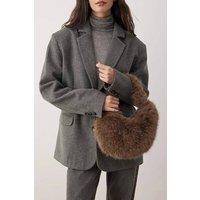 WOVCOR Women's Faux Fur Crescent Mini Grab Bag in Taupe