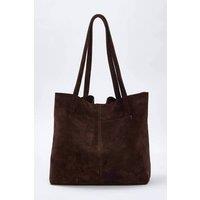 WOVCOR Women's Genuine Suede Oversized Shopper Tote Bag in Dark Brown