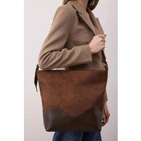 WOVCOR Women's Suede & Leather Panel Shoulder Bag in Brown