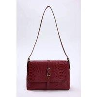 WOVCOR Women's Buckle Detail Flap Over Shoulder Bag in Red