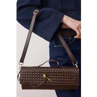 WOVCOR Women's Woven Flap Over Cross Body Bag in Brown