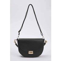 WOVCOR Women's Metal Clasp Saddle Shoulder Bag in Black