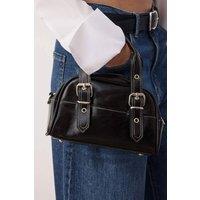 WOVCOR Women's Contrast Stitch Mini Bowling Grab Bag in Black