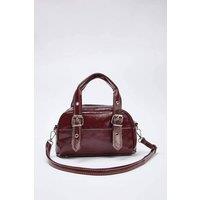 WOVCOR Women's Contrast Stitch Mini Bowling Grab Bag in Burgundy
