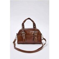 WOVCOR Women's Contrast Stitch Mini Bowling Grab Bag in Brown