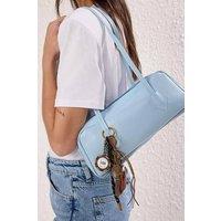 WOVCOR Women's Charm Detail Mini Bowling Shoulder Bag in Baby Blue