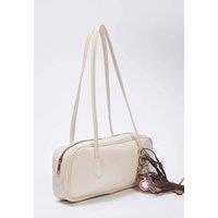 WOVCOR Women's Charm Detail Mini Bowling Shoulder Bag in Beige
