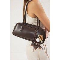 WOVCOR Women's Charm Detail Mini Bowling Shoulder Bag in Dark Brown