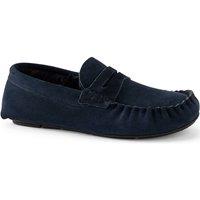 Lands' End Men's Suede Moccasin Slipper in Navy | Size: 8