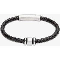 Unique Men's Black Leather Braided Bracelet | Size: 21 cm
