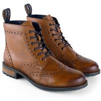 CATESBY ENGLAND Men's Ensign Leather Brogue Lace Up Boots in Tan | Size: 7