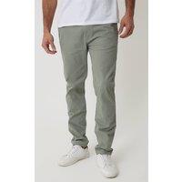 Threadbare Men's Cotton Slim Fit Chino Trousers With Stretch in Pale Green | Size: 34R