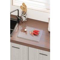 Living and Home Tempered Glass Chopping Board Worktop Saver with Non-Slip Foot Pads in Clear
