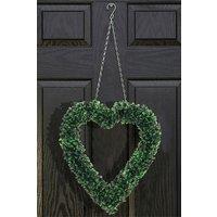 Living and Home Artificial Boxwood Green Leaves Heart Shaped Wreath