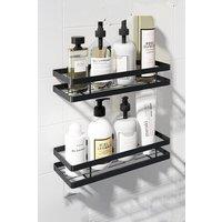 Living and Home 50cm 1 pc Wall Mounted Bathroom Storage Shelf Kitchen Spice Rack Organizer Hanging Spice Floating Holder in Black