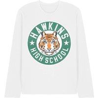 Stranger Things Hawkins High Badge Long Sleeve T-Shirt, White | Size: XL