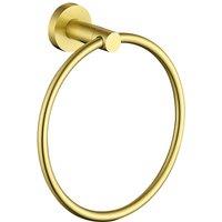 Nes Home Solid Brushed Brass Metal Bathroom Wall Mounted Towel Ring in Gold