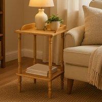 Orsina Traditional Carved Rubberwood Side Table, Versatile Small Table For Livingroom, Everyday Use Lounge Table in Natural