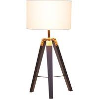 Orsina Tripod Table Lamp With Black Base, Modern White Linen Shade Table Lamp, Adjustable Height Contemporary Lamp