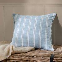 Wylder Abersoch Stripe 100% Cotton Cushion in Blue | Size: 50 cm x 50 cm