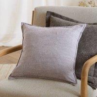 Yard Truro Stripe Reversible 100% Cotton Cushion in Chocolate | Size: 45 cm x 45 cm