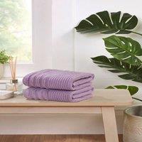 Rapport Home Linear Pure Cotton Face, Hand, Bath Towel & Bath Sheet Set in Lavender