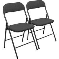 Harbour Housewares Fabric Padded Metal Folding Chair - Pack of 2 in Black