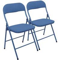 Harbour Housewares Fabric Padded Metal Folding Chair - Pack of 2 in Blue