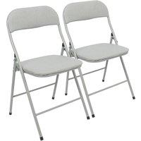 Harbour Housewares Fabric Padded Metal Folding Chair - Pack of 2 in Grey