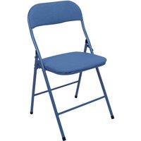 Harbour Housewares Fabric Padded Metal Folding Chair in Blue