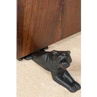 Homescapes Heavyweight Cast Iron Dog Door Stop in Black