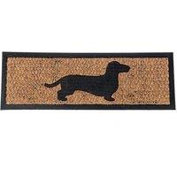 Homescapes Black Dog Silhouette Non-Slip Coir Doormat | Size: 25 cm x 75 cm