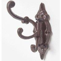 Homescapes Ornate Hinged Cast Iron Wall Hook in Brown