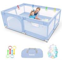 Kidoola Baby Playpen with Padded Frame & Mesh Walls (150x180x65cm) - Large in Blue | Size: 150 x 180 x 65 cm