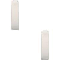 Loops 2x Plain Door Finger Plate 350 x 75mm Bright Stainless Steel Push Plate in Metallics