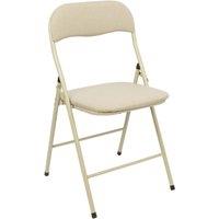 Harbour Housewares Fabric Padded Metal Folding Chair in Beige
