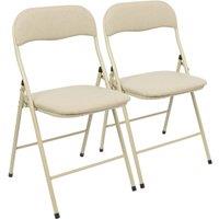 Harbour Housewares Fabric Padded Metal Folding Chair - Pack of 2 in Beige