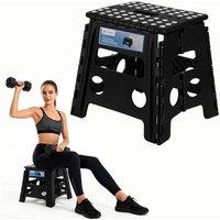 Neel Blue 13 Inch Heavy-Duty Folding Plastic Step Stool With Carry Handle in Black