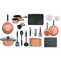 Gr8 Home Copper 21 Piece Cookware Saucepan Utensil Pot Pan Bakeware Starter Set