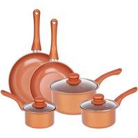 Gr8 Home Copper 8 Pc Carbon Steel Non Stick Frying Pan Saucepan Cookware Set