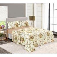 HomeSpace Direct Olivia Brushed Cotton Sheets & Pillowcases Set in Brown | Size: Double