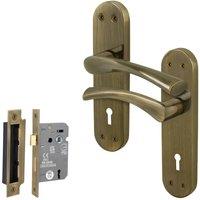 AFIT Antique Brass Twist Door Handle Sashlock Escutcheon Set (64mm) 1 Pair in Bronze | Size: 150mm x 150mm