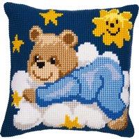 Vervaco CUSHION BLUE TEDDY - Cross Stitch Kit: Cushion: Blue Teddy