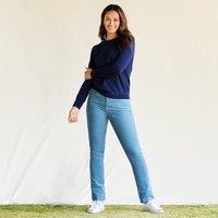 Lands' End Women's Petite Straight Leg Stretch Cord Jeans, Mid Rise in Blue | Size: 10S