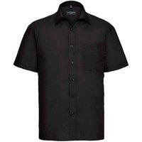 Russell Collection Men's Poplin Easy-Care Short-Sleeved Formal Shirt in Black | Size: 14.5 in