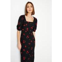 Dorothy Perkins Women's Floral Seamed Midi Dress in Black | Size: 16
