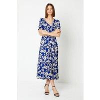 Dorothy Perkins Women's Floral Short Sleeve V Neck Jersey Midi Dress | Size: 10