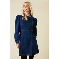 Dorothy Perkins Women's Seam Front Mini Denim Dress in Dark Wash | Size: 8
