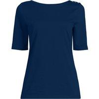 Lands' End Women's Single Knit Supima Boatneck Button Shoulder Tee in Navy | Size: 14-16