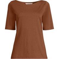 Lands' End Women's Single Knit Supima Boatneck Button Shoulder Tee in Camel | Size: 10-12